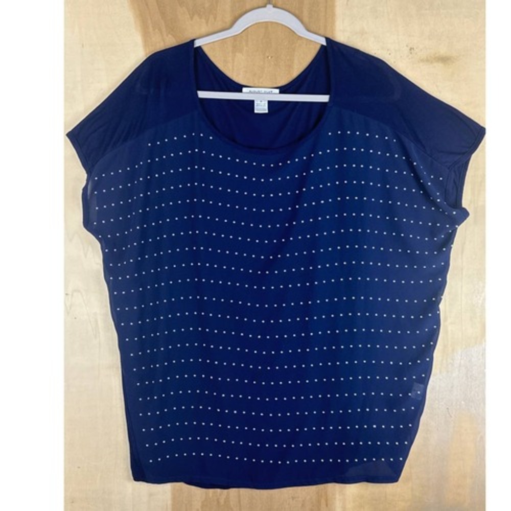 August Silk Top Womens 1X Plus‎ Size Beaded
